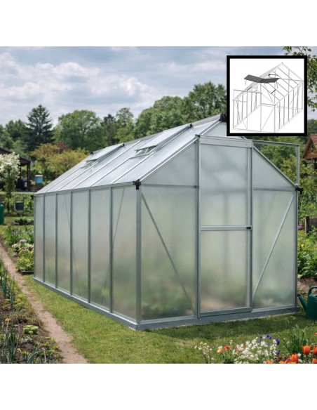 Duża szklarnia ogrodowa z poliwęglanu z oknami 361 cm x 183 cm 6,25m2  3