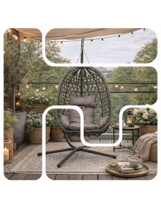 Grafitowy fotel wiszący Aura Meven  2