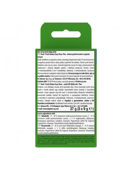 Czyszczące paski żelowe do toalety o zapachu leśnym Duck Fresh Stick 3x9 g 5000204682298 2