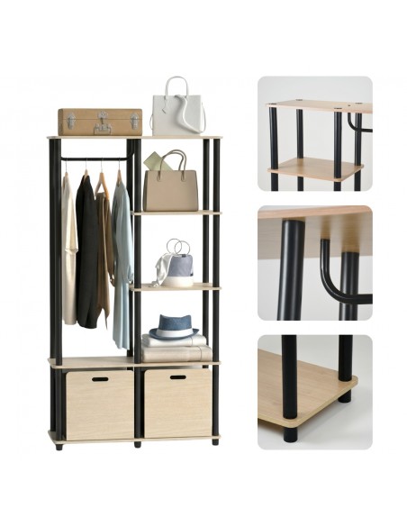 Nowoczesny regał modułowy do garderoby, przedpokoju z drążkiem Allivio 151,8 x 83 x 30,5 cm 