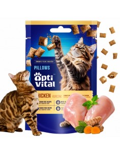 Chrupiące poduszeczki dla kota po sterylizacji z kurczakiem i kurkumą OptiVital 60 g 
