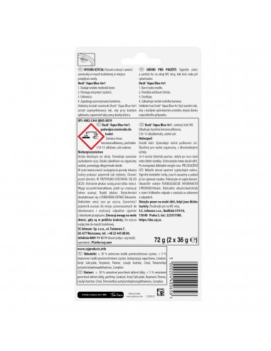 Podwójna zawieszka do toalety barwiąca wodę Duck Aqua Blue 4w1 2x 36 g  2