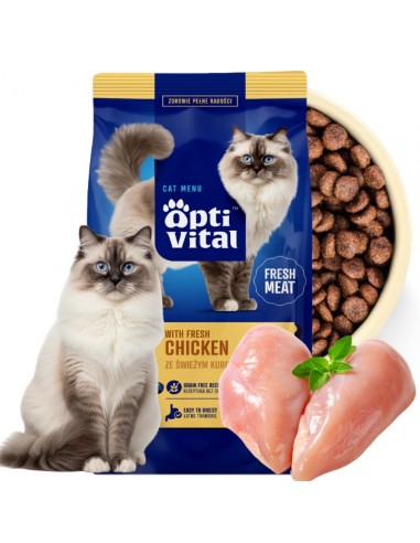 Sucha karma dla kota ze świeżym kurczakiem OptiVital 7 kg 