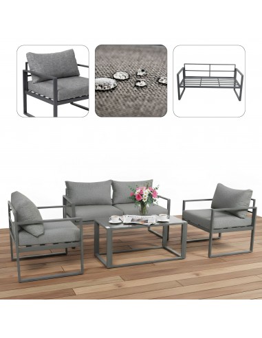 Funkcjonalny i stylowy zestaw mebli ogrodowych z aluminium dla 4-5 osób VASTO MEVEN szary  2