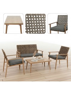 Elegancki zestaw mebli ogrodowych tarasowych  z plecionką i aluminiowym stelażem Trapani MEVEN, 4 osoby 