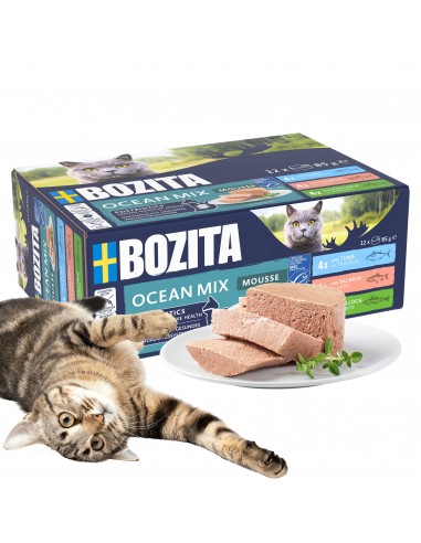Mokra karma dla kota mus mix smaków tuńczyk łosoś czarniak bez zbóż Bozita 12x85g  8