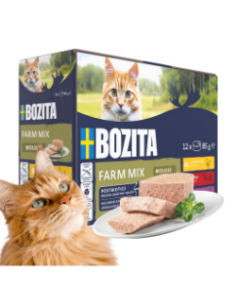 Mokra karma dla kota mus Mega Box Bozita bez zbóż kurczak wołowina indyk 12x85g 