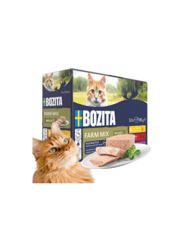 Mokra karma dla kota mus Mega Box Bozita bez zbóż kurczak wołowina indyk 12x85g 