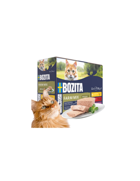 Mokra karma dla kota mus Mega Box Bozita bez zbóż kurczak wołowina indyk 12x85g 