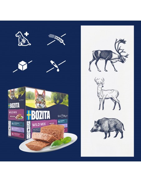 Mokra karma dla kota mus Mega Box Bozita bez zbóż dziczyzna 12x85g  3