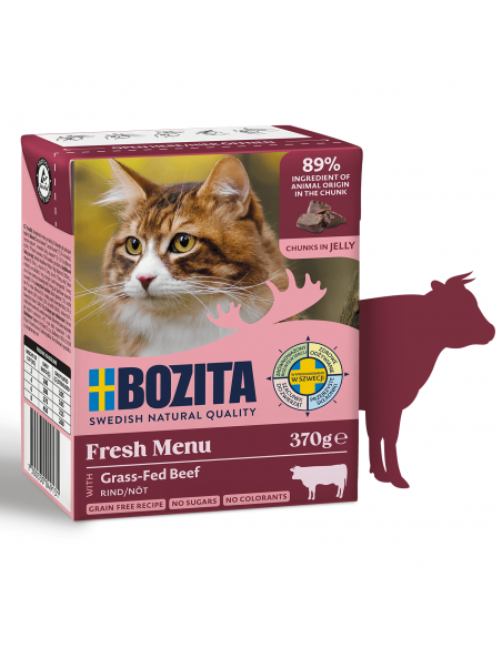 Mokra karma dla kota z kawałkami wołowiny w galaretce Bozita 370 g 