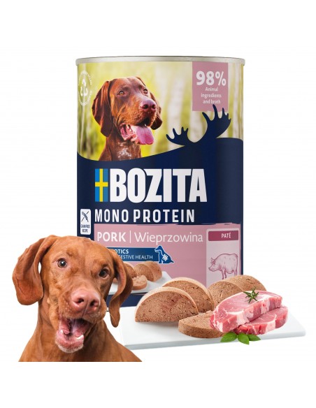 Monoproteinowa mokra karma dla psa pasztet pate Bozita puszka 800g wieprzowina  2