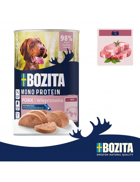 Monoproteinowa mokra karma dla psa pasztet pate Bozita puszka 800g wieprzowina  6