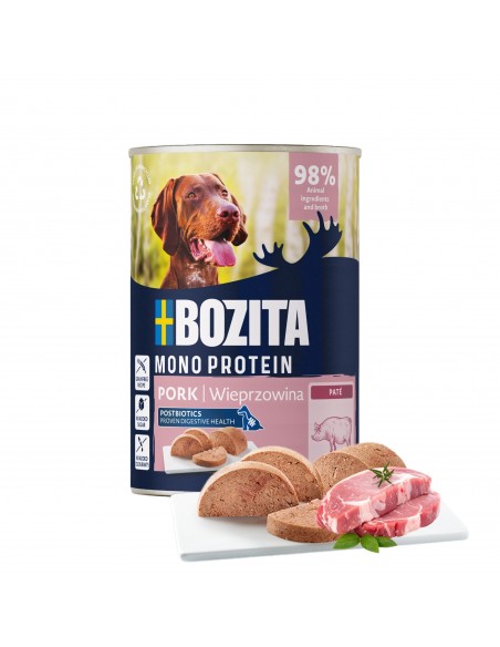 Monoproteinowa mokra karma dla psa pasztet pate Bozita puszka 400 g wieprzowina  2