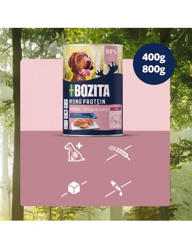 Monoproteinowa mokra karma dla psa pasztet pate Bozita puszka 400 g wieprzowina  5