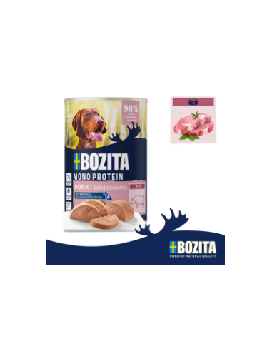 Monoproteinowa mokra karma dla psa pasztet pate Bozita puszka 400 g wieprzowina  9