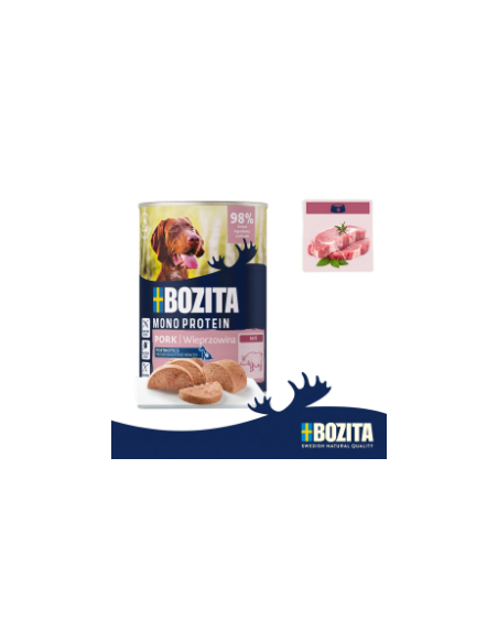Monoproteinowa mokra karma dla psa pasztet pate Bozita puszka 400 g wieprzowina  9
