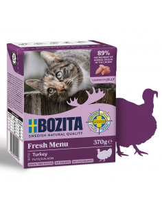 Bezzbożowa mokra karma dla kota z kawałkami mięsa w galaretce z indykiem Bozita 370 g 