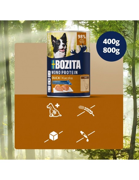 Monoproteinowa mokra karma dla psa pasztet pate Bozita puszka 800g kaczka  3