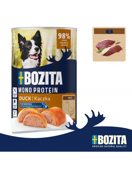 Monoproteinowa mokra karma dla psa pasztet pate Bozita puszka 800g kaczka  4