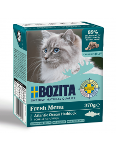 Mokra karma dla kota z mięsnymi kawałkami w galaretce z dorszem Bozita 370 g  2