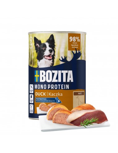 Monoproteinowa mokra karma dla psa pasztet pate Bozita puszka 400g kaczka  3