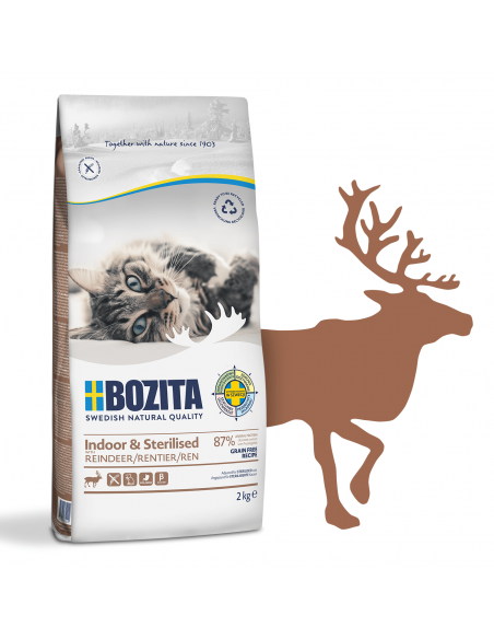 Bezzbożowa sucha karma dla kotów po sterylizacji z reniferem Bozita 2 kg 