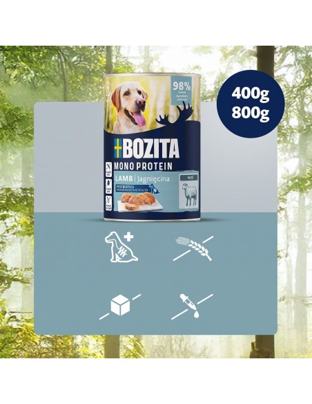 Monoproteinowa mokra karma dla psa pasztet pate Bozita puszka 800g jagnięcina  4