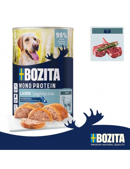 Monoproteinowa mokra karma dla psa pasztet pate Bozita puszka 800g jagnięcina  3