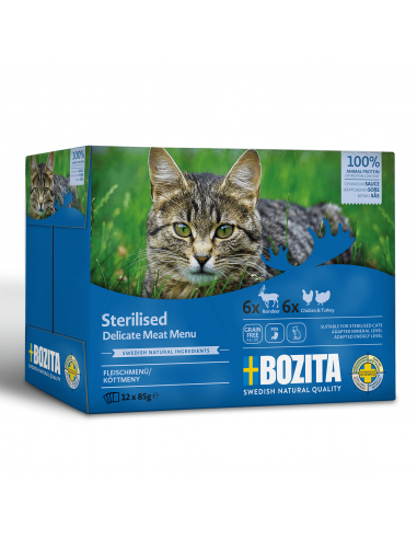 Mokra karma dla kotów sterylizowanych z kurczakiem i reniferem Multibox Bozita 12x 85 g  2