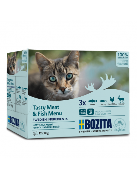 Mokra karma dla kota Mega Box mięsne rybne kawałki w sosie Bozita 12x85g  2