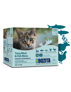 Mokra karma dla kota Mega Box mięsne rybne kawałki w sosie Bozita 12x85g 