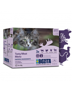 Mokra karma dla kota, mięsne kawałki w sosie, mix 4 smaków Megabox Bozita 12x 85 g 