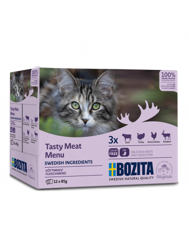 Mokra karma dla kota, mięsne kawałki w sosie, mix 4 smaków Megabox Bozita 12x 85 g  2