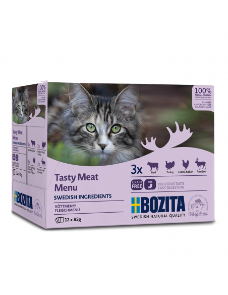 Mokra karma dla kota, mięsne kawałki w sosie, mix 4 smaków Megabox Bozita 12x 85 g  2
