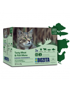 Mokra karma dla kota Mega Box ryba mięsne kawałki w galaretce Bozita 12x85g 
