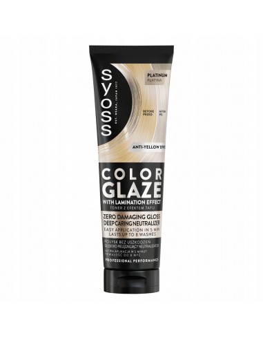 Nabłyszczający toner przeciw żółtym tonom Platyna Syoss Color Glaze 130 ml 
