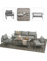 Wygodny zestaw wypoczynkowy do ogrodu na taras Coruna Meven sofa + 2x fotel + stół grafit
