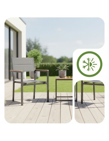 Zestaw grafitowych krzeseł do ogrodu na balkon taras z aluminium 2 szt.  4