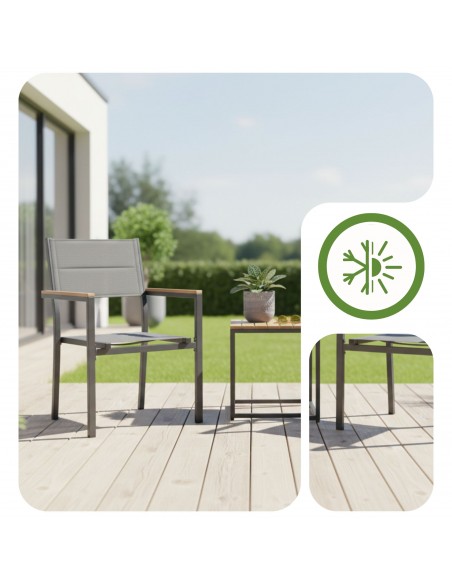 Zestaw grafitowych krzeseł do ogrodu na balkon taras z aluminium 2 szt.  4