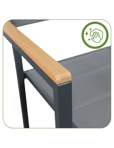 Zestaw grafitowych krzeseł do ogrodu na balkon taras z aluminium 2 szt.  7