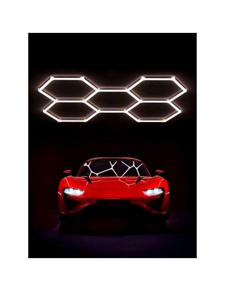 Modułowe oświetlenie sufitowe LED HEXAGON warsztatowe garażowe biurowe NAC-A0007H5 1628×2315 mm, 4000 K  9