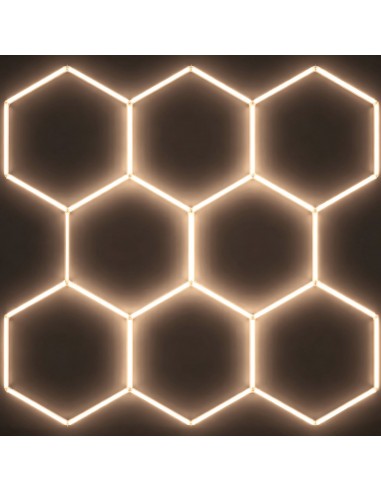 Modułowe oświetlenie sufitowe LED HEXAGON warsztatowe garażowe biurowe NAC-A0007H8 245x235cm, 4000 K  2