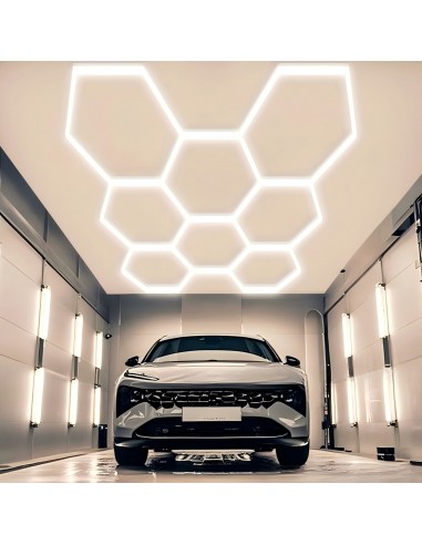 Modułowe oświetlenie sufitowe LED HEXAGON warsztatowe garażowe biurowe NAC-A0007H8 245x235cm, 4000 K  3