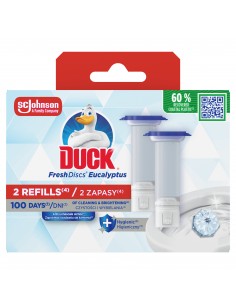 Podwójny zapas krążków żelowych do toalety o zapachu eukaliptusowym Duck Fresh Discs 5000204339017