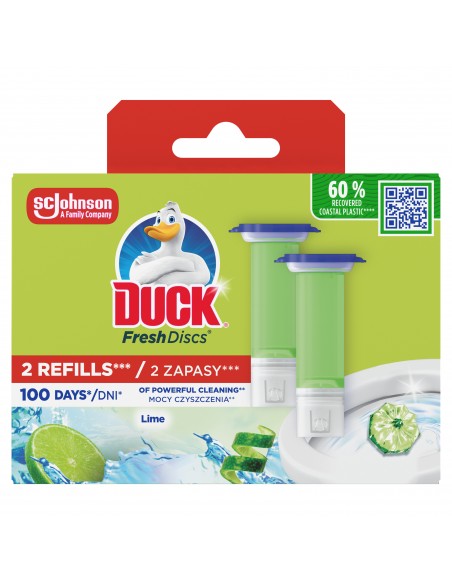 Zapas krążków do toalety o zapachu limonkowym Duck Fresh Discs 2x36ml 