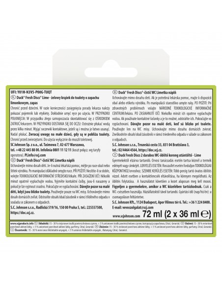 Zapas krążków do toalety o zapachu limonkowym Duck Fresh Discs 2x36ml  2