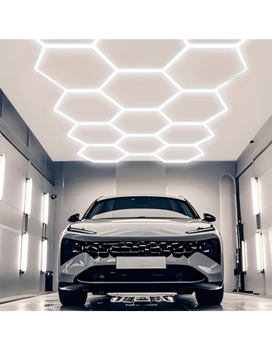 Modułowe oświetlenie sufitowe LED HEXAGON warsztatowe garażowe biurowe NAC-A0007H14 235x408 cm, 6000 K  6