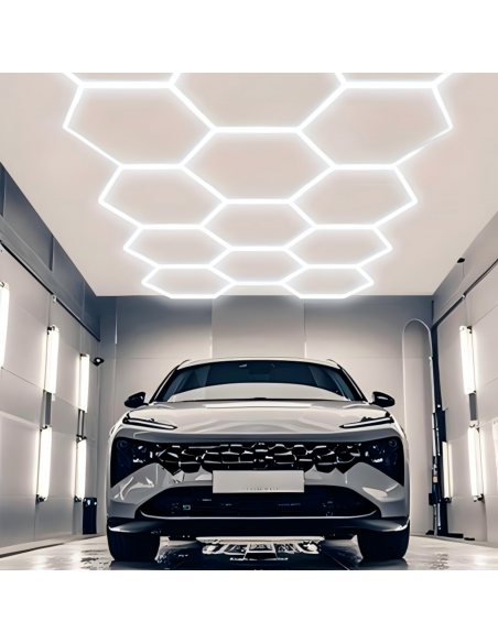 Modułowe oświetlenie sufitowe LED HEXAGON warsztatowe garażowe biurowe NAC-A0007H14 235x408 cm, 6000 K  6