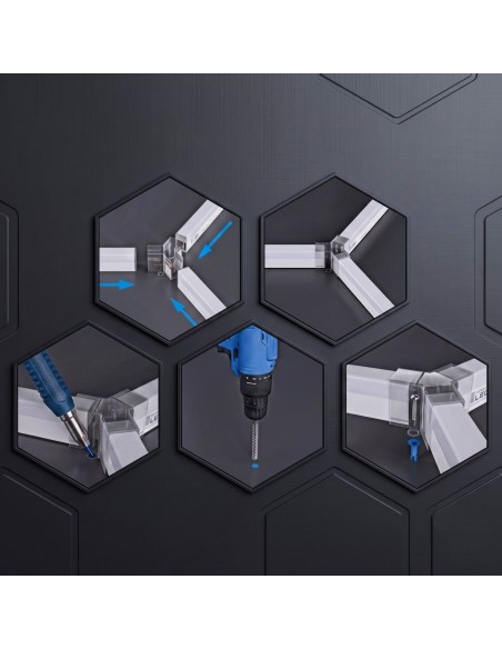Modułowe oświetlenie sufitowe LED HEXAGON warsztatowe garażowe biurowe NAC-A0007H5 1628×2315 mm, 4000 K  6